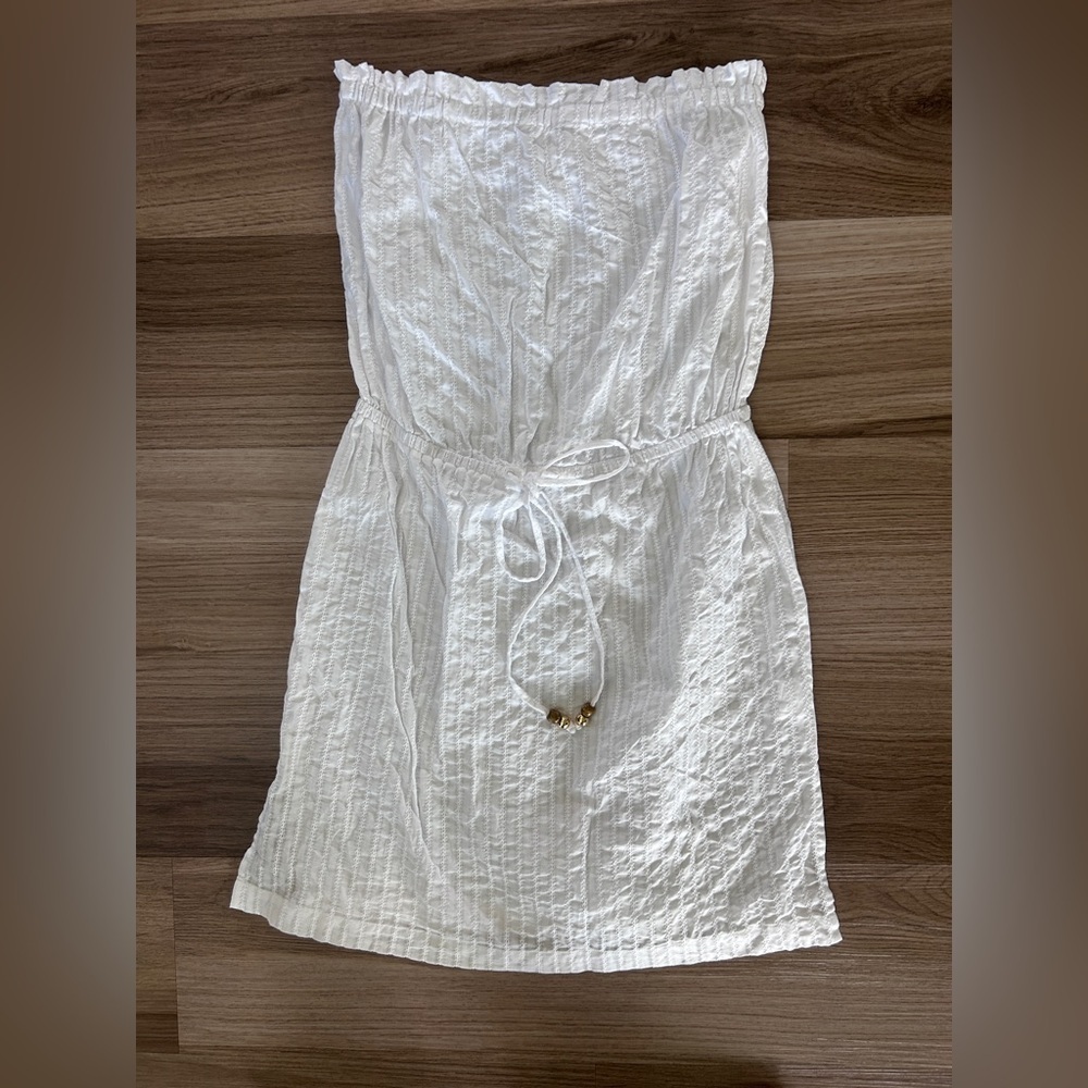 Shoshanna White Eyelet Textured Dress with Waist Tie